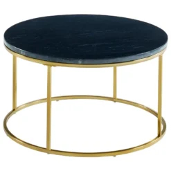 Tables Basses Gigognes ANGELA De Pascal MORABITO - Marbre Noir Et Métal Doré -Pas Cher Mobiliora Magasin table basse 356959