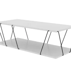 Table Basse Avec 1 étagère - Coloris : Blanc Et Noir - DELORY -Pas Cher Mobiliora Magasin table basse 3573307