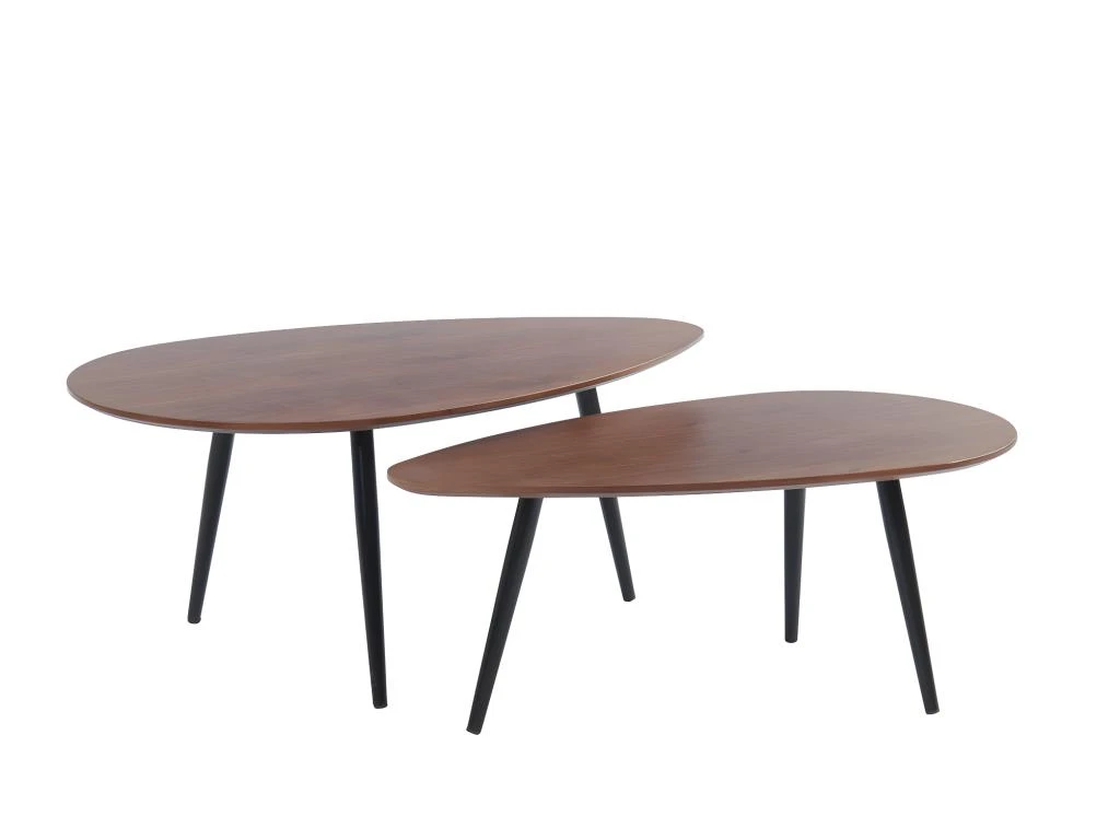 Tables Basses Gigognes MILENA - MDF & Métal - Coloris Noyer 7 Tables Basses Gigognes MILENA - MDF & Métal - Coloris Noyer – Image 5