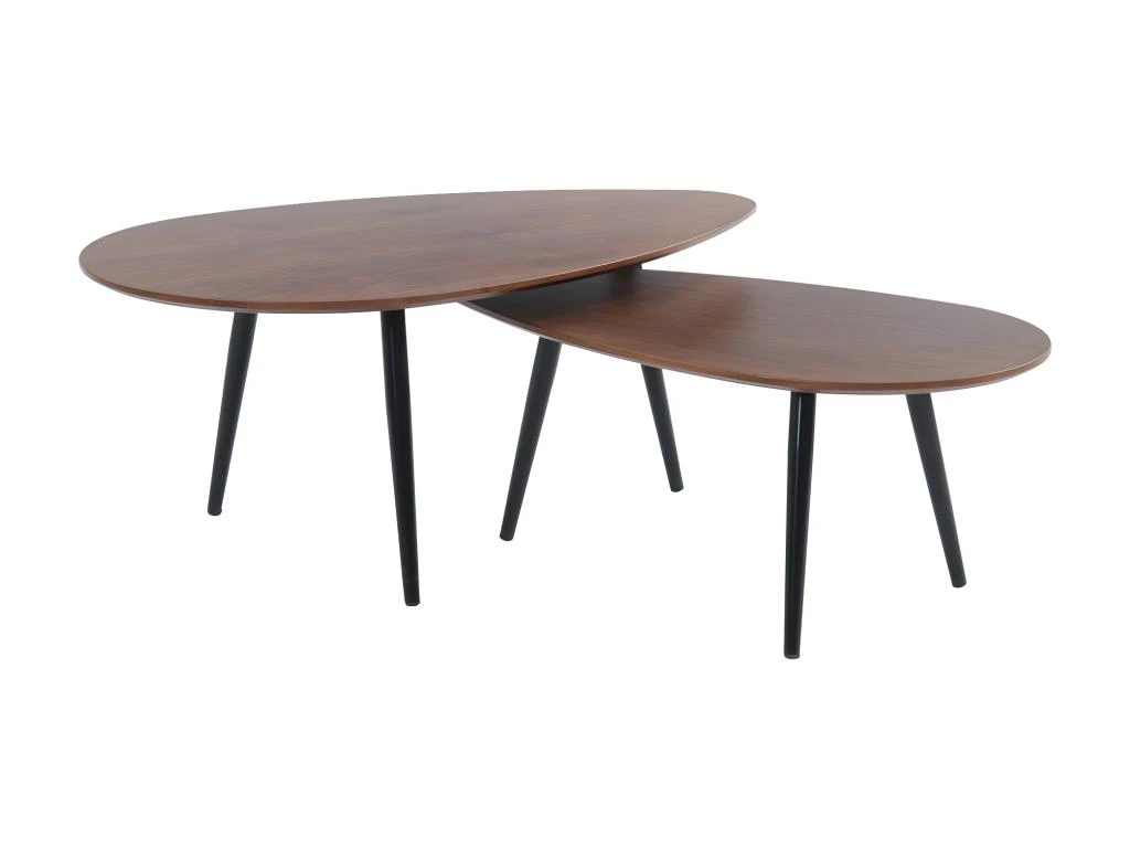 Tables Basses Gigognes MILENA - MDF & Métal - Coloris Noyer 6 Tables Basses Gigognes MILENA - MDF & Métal - Coloris Noyer – Image 4