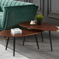 Tables Basses Gigognes MILENA - MDF & Métal - Coloris Noyer 8 Tables Basses Gigognes MILENA - MDF & Métal - Coloris Noyer -Pas Cher Mobiliora Magasin table basse 361163