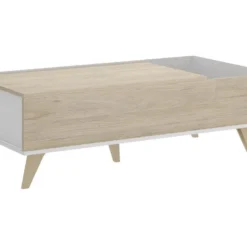 Table Basse Relevable KOLYMA - 1 Niche - Coloris : Chêne & Blanc -Pas Cher Mobiliora Magasin table basse 370101