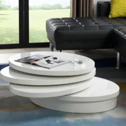 Table Basse Pivotante Ovale CIRCUS - MDF Laqué - Blanc -Pas Cher Mobiliora Magasin table basse 379253