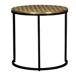 Tables Basses Gigognes BELAMI - Motifs Sculptés - Métal - Coloris : Doré Et Pieds Noirs -Pas Cher Mobiliora Magasin table basse 387411