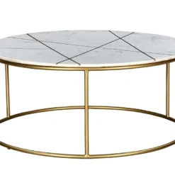 Table Basse ORNEA - Marbre Blanc Et Métal Doré -Pas Cher Mobiliora Magasin table basse 387441