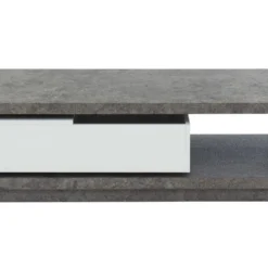 Table Basse FLAVIAN Coffre De Rangements Pivotant - MDF Blanc Laqué Et Plateau Effet Béton -Pas Cher Mobiliora Magasin table basse 387667