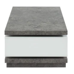 Table Basse FLAVIAN Coffre De Rangements Pivotant - MDF Blanc Laqué Et Plateau Effet Béton -Pas Cher Mobiliora Magasin table basse 387669