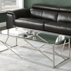 Table Basse ATHENA De Pascal MORABITO - Verre Trempé Et Acier - Chromé -Pas Cher Mobiliora Magasin table basse 388465