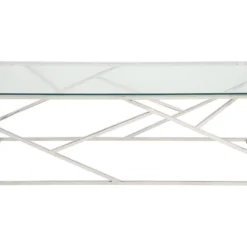 Table Basse ATHENA De Pascal MORABITO - Verre Trempé Et Acier - Chromé -Pas Cher Mobiliora Magasin table basse 388467