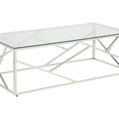 Table Basse ATHENA De Pascal MORABITO - Verre Trempé Et Acier - Chromé -Pas Cher Mobiliora Magasin table basse 388471