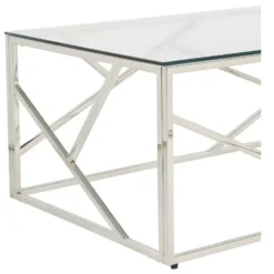 Table Basse ATHENA De Pascal MORABITO - Verre Trempé Et Acier - Chromé -Pas Cher Mobiliora Magasin table basse 388473