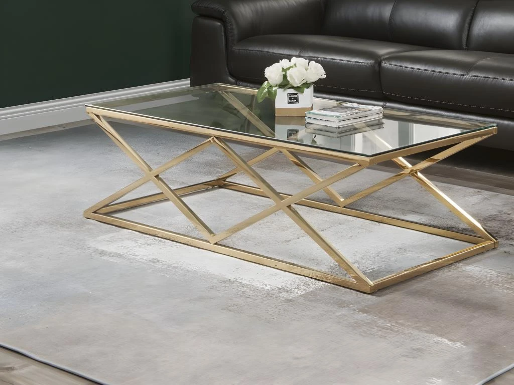 Table Basse CHARLOTTE De Pascal MORABITO - Verre Trempé Et Acier - Doré 3 Table Basse CHARLOTTE De Pascal MORABITO - Verre Trempé Et Acier - Doré