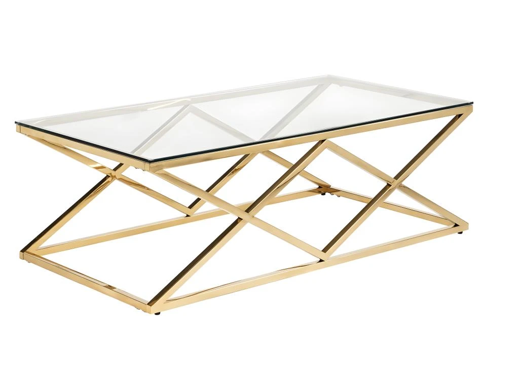 Table Basse CHARLOTTE De Pascal MORABITO - Verre Trempé Et Acier - Doré 4 Table Basse CHARLOTTE De Pascal MORABITO - Verre Trempé Et Acier - Doré – Image 2