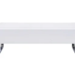 Table Basse Avec Plateau Relevable - MDF Et Métal Chromé - Blanc Laqué - SECALI -Pas Cher Mobiliora Magasin table basse 3969677