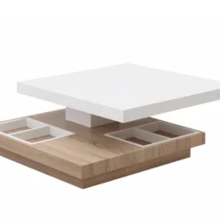 Table Basse - Plateau Pivotant - MDF Laqué Blanc Et Béton - FAUSTO II -Pas Cher Mobiliora Magasin table basse 398187 2