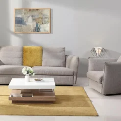 Table Basse - Plateau Pivotant - MDF Laqué Blanc Et Chêne - FAUSTO II -Pas Cher Mobiliora Magasin table basse 398237