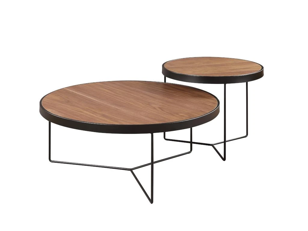 Tables Basses Gigognes MAMIA - MDF Et Acier - Noyer 5 Tables Basses Gigognes MAMIA - MDF Et Acier - Noyer – Image 3