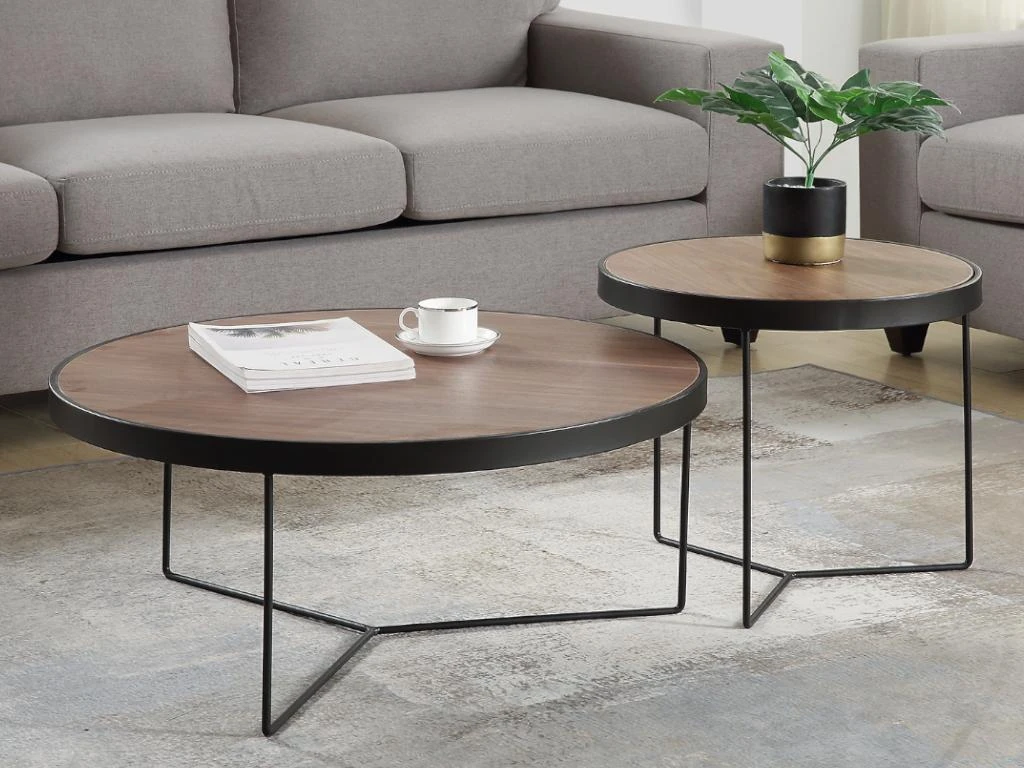 Tables Basses Gigognes MAMIA - MDF Et Acier - Noyer 4 Tables Basses Gigognes MAMIA - MDF Et Acier - Noyer – Image 2