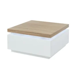 Table Basse HALO II - 2 Tiroirs - MDF Laqué - Avec LEDs - Blanc Et Chêne -Pas Cher Mobiliora Magasin table basse 399511