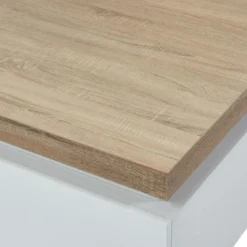 Table Basse HALO II - 2 Tiroirs - MDF Laqué - Avec LEDs - Blanc Et Chêne -Pas Cher Mobiliora Magasin table basse 399515