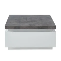 Table Basse HALO II - 2 Tiroirs - MDF Laqué - Avec LEDs - Blanc Et Béton -Pas Cher Mobiliora Magasin table basse 399521