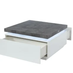 Table Basse HALO II - 2 Tiroirs - MDF Laqué - Avec LEDs - Blanc Et Béton -Pas Cher Mobiliora Magasin table basse 399525