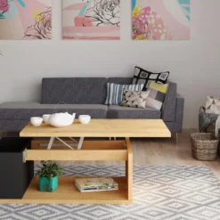 Table Basse ALDANA - Plateau Relevable - Bois Et MDF - Chêne Et Anthracite 14 Table Basse ALDANA - Plateau Relevable - Bois Et MDF - Chêne Et Anthracite -Pas Cher Mobiliora Magasin table basse 399819