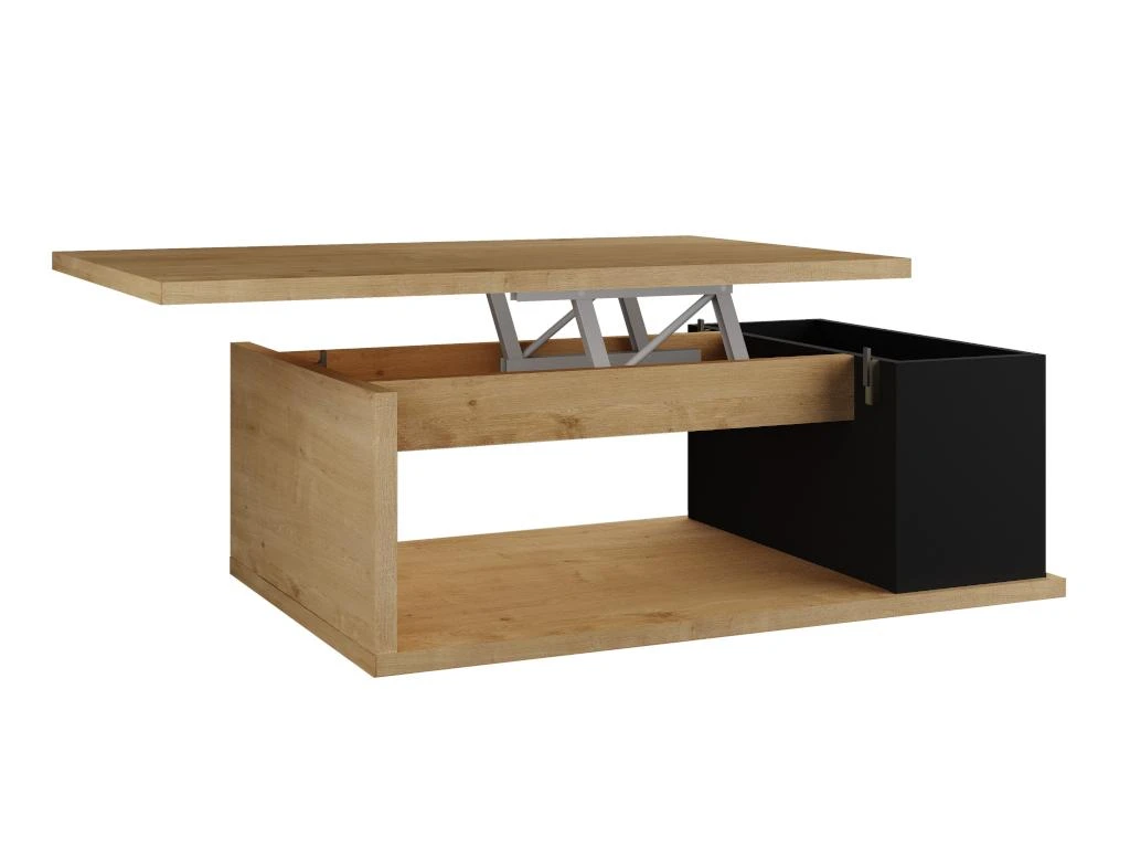 Table Basse ALDANA - Plateau Relevable - Bois Et MDF - Chêne Et Anthracite 5 Table Basse ALDANA - Plateau Relevable - Bois Et MDF - Chêne Et Anthracite – Image 3