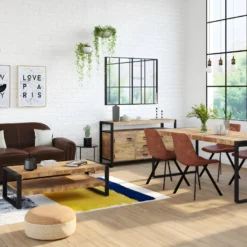 Table Basse HARLEM - Double Plateau - Bois De Manguier Et Métal -Pas Cher Mobiliora Magasin table basse 401141