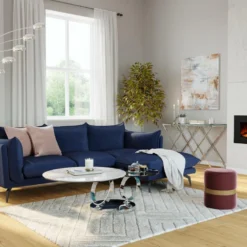 Table Basse Avec Plateaux Pivotants - Céramique, Verre Trempé Et Métal - Effet Marbre Blanc - JOLINE -Pas Cher Mobiliora Magasin table basse 401151