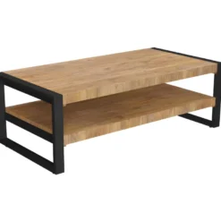Table Basse HARLEM - Double Plateau - Bois De Manguier Et Métal -Pas Cher Mobiliora Magasin table basse 401165