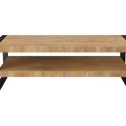 Table Basse HARLEM - Double Plateau - Bois De Manguier Et Métal -Pas Cher Mobiliora Magasin table basse 401167