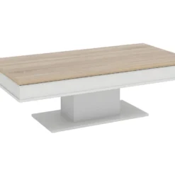 Table Basse ASTULIA - Avec Rangements - Blanc - Plateau Effet Chêne -Pas Cher Mobiliora Magasin table basse 407709