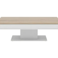 Table Basse ASTULIA - Avec Rangements - Blanc - Plateau Effet Chêne -Pas Cher Mobiliora Magasin table basse 407711