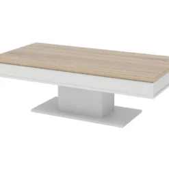 Table Basse ASTULIA - Avec Rangements - Blanc - Plateau Effet Chêne -Pas Cher Mobiliora Magasin table basse 407713