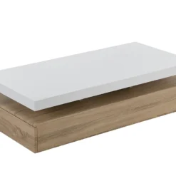 Table Basse Avec 2 Tiroirs En MDF - Naturel Clair Et Blanc - FELIX -Pas Cher Mobiliora Magasin table basse 414869