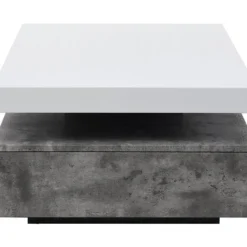 Table Basse Avec 2 Tiroirs En MDF - Béton Et Blanc - FELIX -Pas Cher Mobiliora Magasin table basse 414877