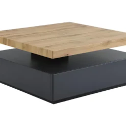 Table Basse KYRIA - 1 Tiroir & Plateau Pivotant - MDF - Coloris : Anthracite Et Chêne -Pas Cher Mobiliora Magasin table basse 414897
