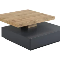 Table Basse KYRIA - 1 Tiroir & Plateau Pivotant - MDF - Coloris : Anthracite Et Chêne -Pas Cher Mobiliora Magasin table basse 414901