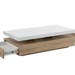 Table Basse Avec 2 Tiroirs En MDF - Béton Et Blanc - FELIX -Pas Cher Mobiliora Magasin table basse 416057 1