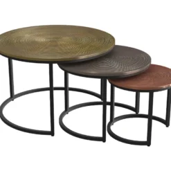 Tables Basses Gigognes CANDEUR - Motifs Sculptés - Acier - Coloris : Doré, Argent, Cuivre 16 Tables Basses Gigognes CANDEUR - Motifs Sculptés - Acier - Coloris : Doré, Argent, Cuivre -Pas Cher Mobiliora Magasin table basse 418763