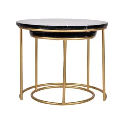 Tables Basses Gigognes ORNEA - Marbre Et Métal - Noir Et Doré 16 Tables Basses Gigognes ORNEA - Marbre Et Métal - Noir Et Doré -Pas Cher Mobiliora Magasin table basse 420841