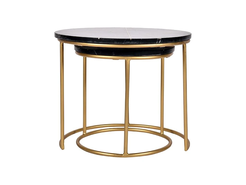 Tables Basses Gigognes ORNEA - Marbre Et Métal - Noir Et Doré 7 Tables Basses Gigognes ORNEA - Marbre Et Métal - Noir Et Doré – Image 5