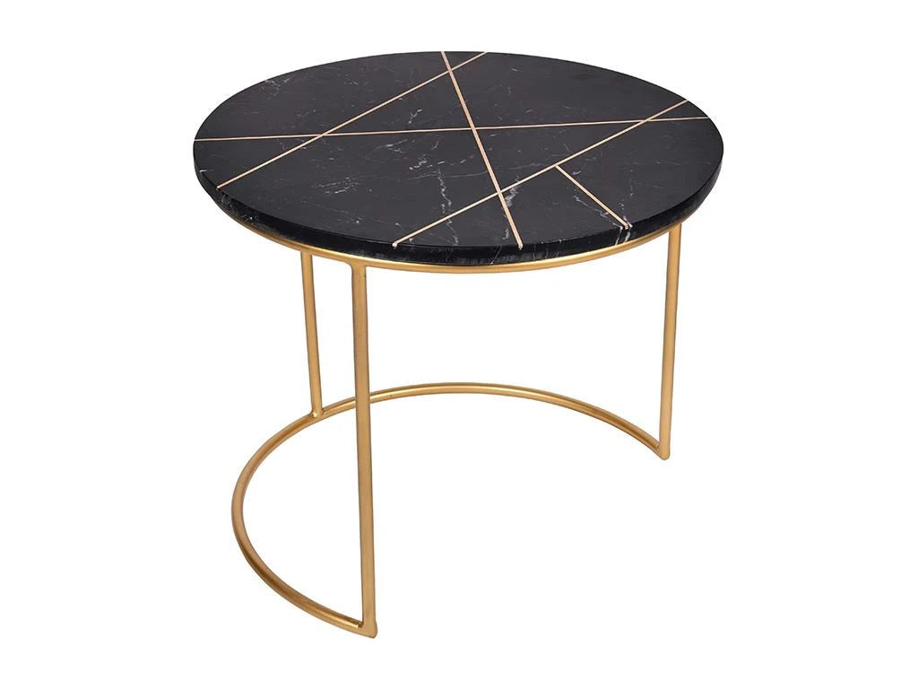 Tables Basses Gigognes ORNEA - Marbre Et Métal - Noir Et Doré 8 Tables Basses Gigognes ORNEA - Marbre Et Métal - Noir Et Doré – Image 6