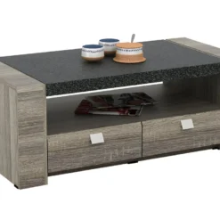 Table Basse METEORITE - 2 Tiroirs - MDF Plateau Effet Granite -Pas Cher Mobiliora Magasin table basse 423467
