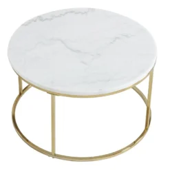 Tables Basses Gigognes ANGELA - Marbre Blanc Et Métal Doré De Pascal MORABITO -Pas Cher Mobiliora Magasin table basse 426481