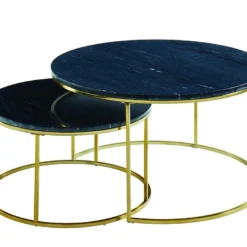 Tables Basses Gigognes ANGELA - Marbre Blanc Et Métal Doré De Pascal MORABITO -Pas Cher Mobiliora Magasin table basse 427917