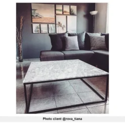 Table Basse Design ARETHA De Pascal MORABITO - Marbre Et Métal - Blanc Et Noir -Pas Cher Mobiliora Magasin table basse 431459