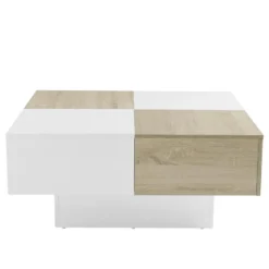 Table Basse Avec 4 Tiroirs En MDF - Naturel Et Blanc Laqué - MAYLON 14 Table Basse Avec 4 Tiroirs En MDF - Naturel Et Blanc Laqué - MAYLON -Pas Cher Mobiliora Magasin table basse 4443655