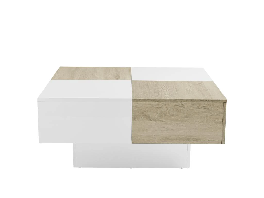 Table Basse Avec 4 Tiroirs En MDF - Naturel Et Blanc Laqué - MAYLON 6 Table Basse Avec 4 Tiroirs En MDF - Naturel Et Blanc Laqué - MAYLON – Image 4